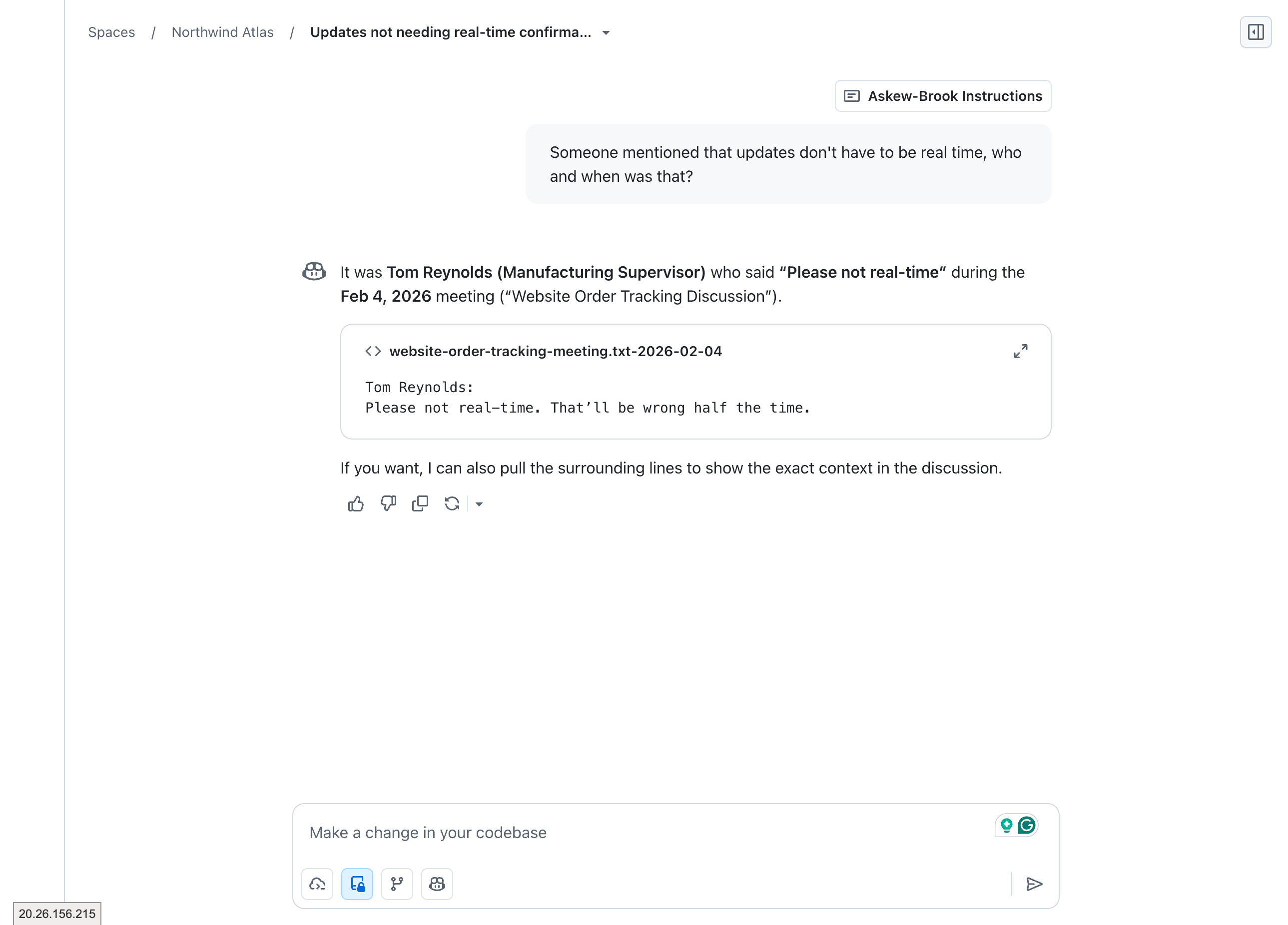 Decision tracking query showing who made a specific decision